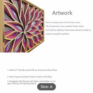 3D Geometric Flower Artwork with LED Lights